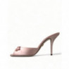 Sandali con tacco slip on in raso rosa - EU40/US9.5