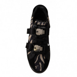 Scarpe da ginnastica gomma scamosciata zebrata bianca nera - EU44/US11