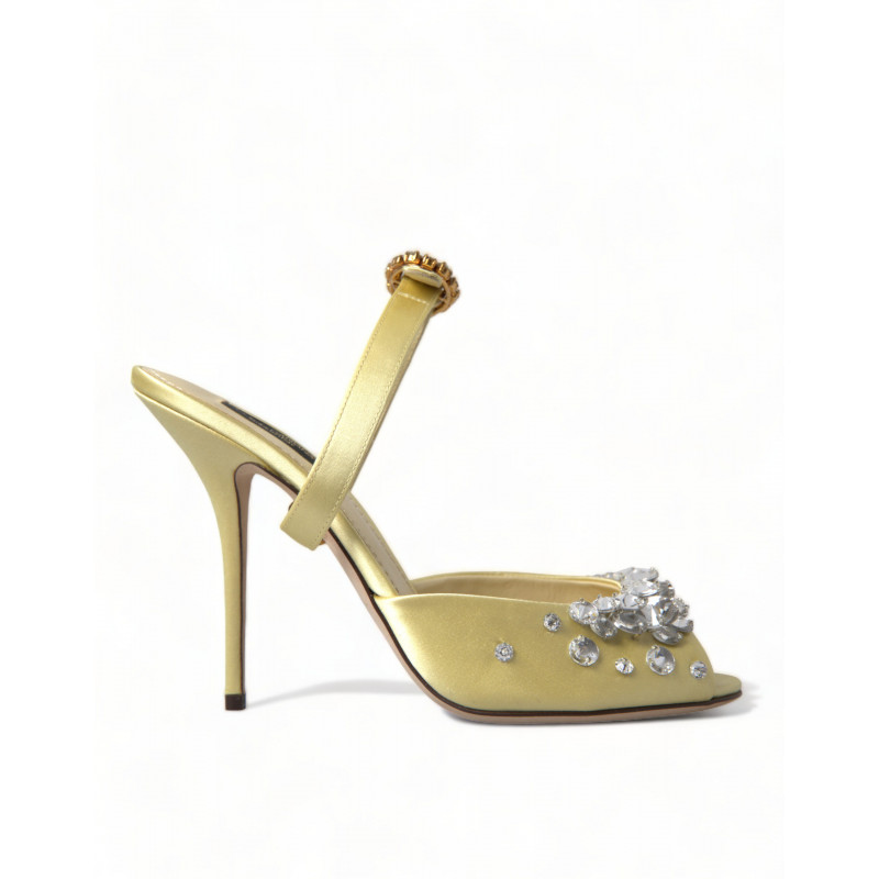 Sandali Mary Janes in cristallo satinato giallo - EU39/US8.5