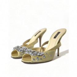 Sandali Mary Janes in cristallo satinato giallo - EU39/US8.5