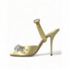 Sandali Mary Janes in cristallo satinato giallo - EU39/US8.5