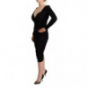 Abito midi nero a maniche lunghe con scollo a cuore - IT40-S