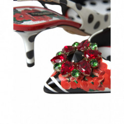Scarpe tacco décolleté cinturino cristallo pelle multicolore - EU39