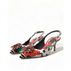 Scarpe tacco décolleté cinturino cristallo pelle multicolore - EU39