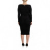 Abito midi nero a maniche lunghe con scollo a cuore - IT40-S