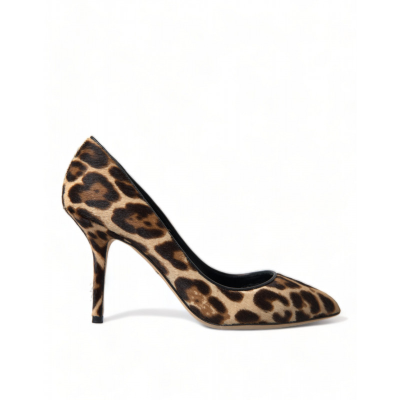 Scarpe con tacco in pelle di cavallino leopardo marrone - EU37.5/US7