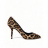 Scarpe con tacco in pelle di cavallino leopardo marrone - EU37.5/US7