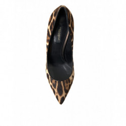 Scarpe con tacco in pelle di cavallino leopardo marrone - EU37.5/US7
