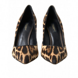 Scarpe con tacco in pelle di cavallino leopardo marrone - EU37.5/US7