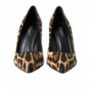 Scarpe con tacco in pelle di cavallino leopardo marrone - EU37.5/US7