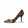 Scarpe con tacco in pelle di cavallino leopardo marrone - EU37.5/US7