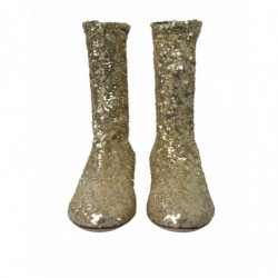 Scarpe elasticizzate stivaletti corti paillettes dorate - EU41/US10.5