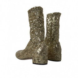 Scarpe elasticizzate stivaletti corti paillettes dorate - EU41/US10.5