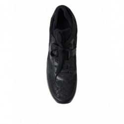 Scarpe da ginnastica in pelle con pizzo floreale nero - EU36/US5.5
