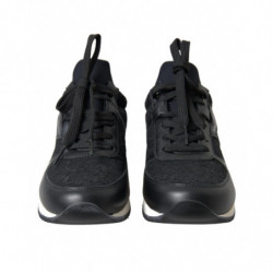 Scarpe da ginnastica in pelle con pizzo floreale nero - EU36/US5.5