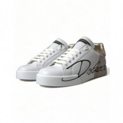 Scarpe da ginnastica basse da donna lacci oro bianco - EU37/US6.5