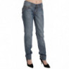 Pantaloni slim fit in denim a vita bassa in cotone lavato blu - W31