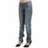 Pantaloni slim fit in denim a vita bassa in cotone lavato blu - W31