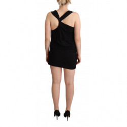 Mini abito tubino in cotone nero senza maniche - IT48-XXL