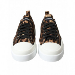 Scarpe da ginnastica in tela leopardata marrone - EU43.5/US10.5