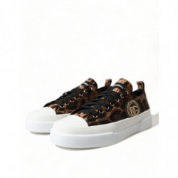 Scarpe da ginnastica in tela leopardata marrone - EU43.5/US10.5