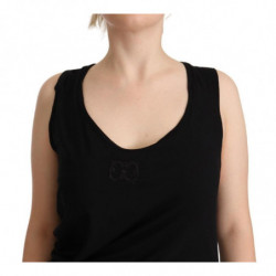 Mini abito tubino in cotone nero senza maniche - IT48-XXL