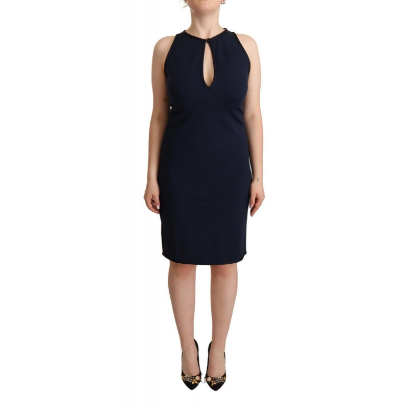 Abito tubino al ginocchio senza maniche blu navy - IT44-L