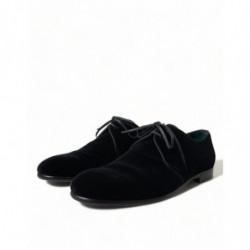 Scarpe eleganti derby formali con lacci in velluto nero - EU44/US11