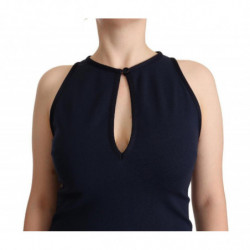 Abito tubino al ginocchio senza maniche blu navy - IT44-L