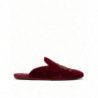 Scarpe diapositive ricamo corona dorata velluto bordeaux - EU45/US12
