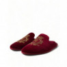 Scarpe diapositive ricamo corona dorata velluto bordeaux - EU45/US12