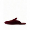 Scarpe diapositive ricamo corona dorata velluto bordeaux - EU45/US12
