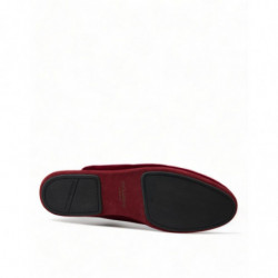 Scarpe diapositive ricamo corona dorata velluto bordeaux - EU45/US12