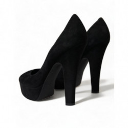 Scarpe décolleté tacco plateau pelle scamosciata nera - EU40/US9.5