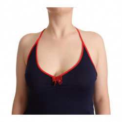 Abito midi tubino scollo all'americana senza maniche blu navy - IT4