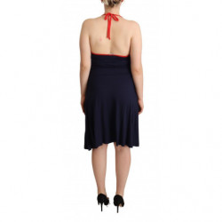 Abito midi tubino scollo all'americana senza maniche blu navy - IT44-L