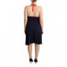 Abito midi tubino scollo all'americana senza maniche blu navy - IT44-L