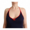 Abito midi tubino scollo all'americana senza maniche blu navy - IT44-L
