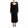 Abito maxi scollo V profondo maniche lunghe nylon nero elasticizzat