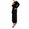 Abito maxi scollo V profondo maniche lunghe nylon nero elasticizzat