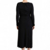 Abito maxi scollo V profondo maniche lunghe nylon nero elasticizzat