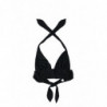 Bikini top allacciato costume da bagno elasticizzato nylon nero - I