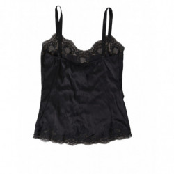 Intimo superiore canotta indumenti da notte seta pizzo nero - IT1 - XS