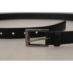 Cintura fibbia logo acciaio vintage pelle vitello nera - 90 CM / 36