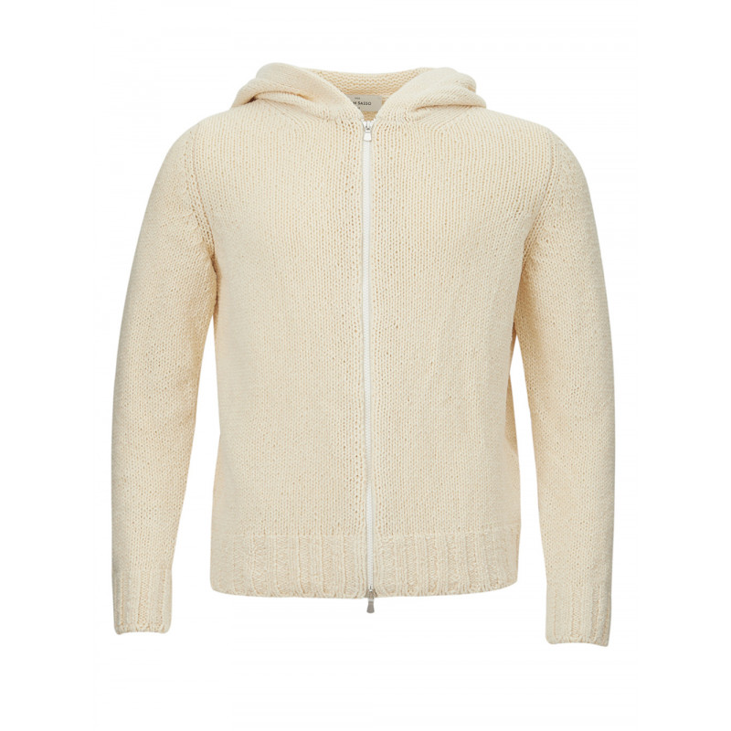 Cardigan color crema con cappuccio e cerniera - IT50 - M-L