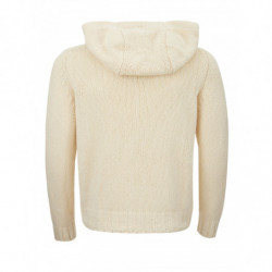 Cardigan color crema con cappuccio e cerniera - IT50 - M-L