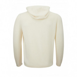 Cardigan con cappuccio in lana bianca con zip - IT50 - M-L