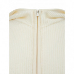 Cardigan con cappuccio in lana bianca con zip - IT50 - M-L