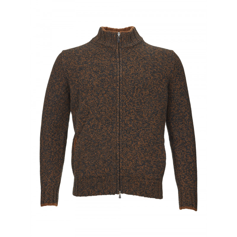 Maglione Finto Lana Marrone con Zip - IT50 - M-L
