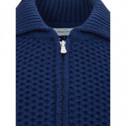 Maglia in Lana Blu con Zip - IT50 - M-L